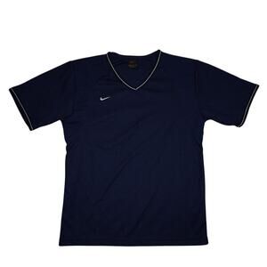 Vintage Nike Navy V-Neck Kids T-Shirt Youth Large 14-16 Made in USA 90s